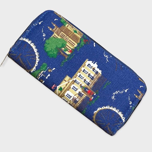 Blue Canvas Travel Theme Wallet - Picture 2 of 4